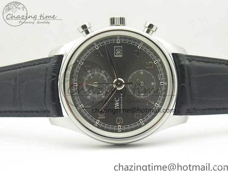 MIROTIME 0308 Portuguese Chrono SS ZF 1:1 Best Edition Gray Dial SS On Black Leather Strap A ZipUp 7215